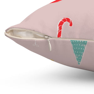 Pink Polyester Square Holiday Pillowcase - Holiday Ensemble