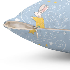 Blue Polyester Square Holiday Pillowcase - Holiday Animals