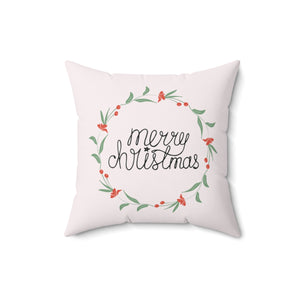 Polyester Square Holiday Pillowcase - Colorful Wreath