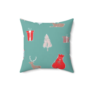 Teal Polyester Square Holiday Pillowcase - Holiday Ensemble