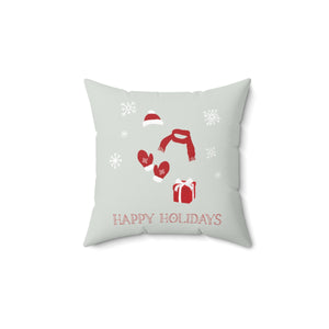 Polyester Square Holiday Pillowcase - Happy Holidays