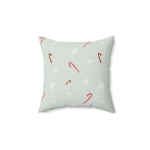 Polyester Square Holiday Pillowcase - Candy Canes