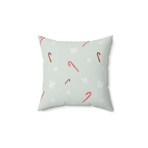 Polyester Square Holiday Pillowcase - Candy Canes