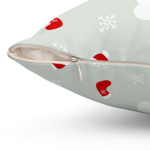 Polyester Square Holiday Pillowcase - Snowman & Snowflakes