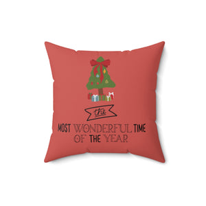 Polyester Square Holiday Pillowcase - Most Wonderful Time of the Year