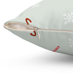 Polyester Square Holiday Pillowcase - Candy Canes