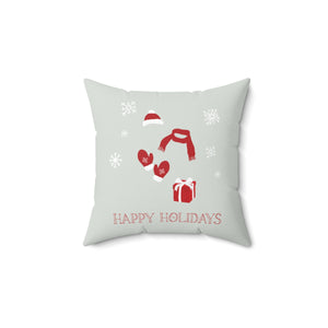 Polyester Square Holiday Pillowcase - Happy Holidays