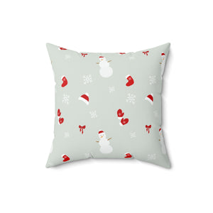 Polyester Square Holiday Pillowcase - Snowman & Snowflakes