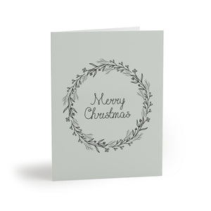 Holiday Greeting Cards - Black Merry Christmas Wreath