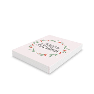 Holiday Greeting Cards - Colorful Merry Christmas Wreath