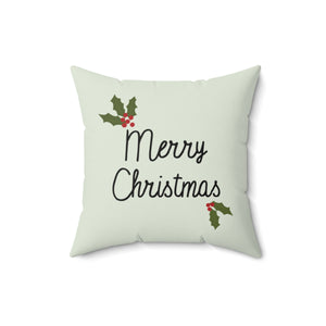 Polyester Square Holiday Pillowcase - Holly Merry Christmas