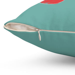 Teal Polyester Square Holiday Pillowcase - Merry Little Christmas
