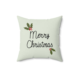 Polyester Square Holiday Pillowcase - Holly Merry Christmas