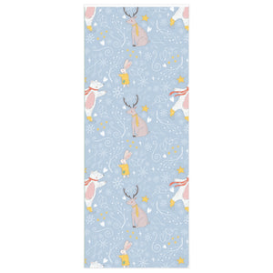 Full Bloom - Blue Holiday Wrapping Paper - Holiday Animals - 24x60