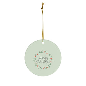 Full Bloom - Ceramic Holiday Ornament - Colorful Wreath - Circle - Front View