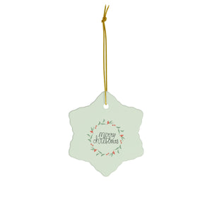 Full Bloom - Ceramic Holiday Ornament - Colorful Wreath - Snowflake - Front View