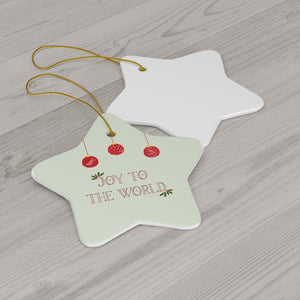 Full Bloom - Ceramic Holiday Ornament - Joy to the World - Star - Back View