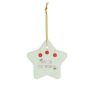 Full Bloom - Ceramic Holiday Ornament - Joy to the World - Star - Front View