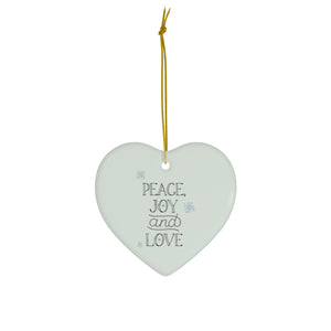 Full Bloom - Ceramic Holiday Ornament - Peace, Joy & Love - Heart - Front View