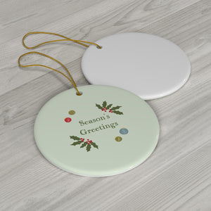 Full Bloom - Ceramic Holiday Ornament - Season's Greetings - Circle - Back View