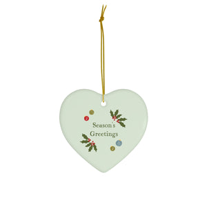 Full Bloom - Ceramic Holiday Ornament - Season's Greetings - Heart - Front View