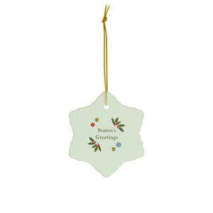 Full Bloom - Ceramic Holiday Ornament - Season's Greetings - Snowflake - Front View