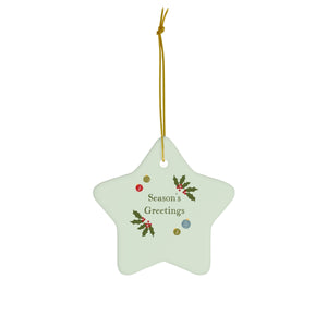 Full Bloom - Ceramic Holiday Ornament - Season's Greetings - Star - Front View