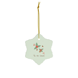 Full Bloom - Ceramic Holiday Ornament - Tis the Season - Snowflake - Front View