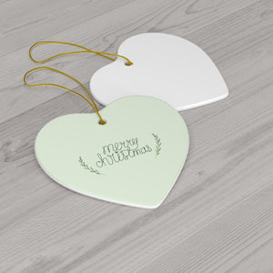 Full Bloom - Full Bloom - Ceramic Holiday Ornament - Merry Christmas - Heart - Back View
