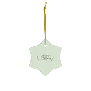 Full Bloom - Full Bloom - Ceramic Holiday Ornament - Merry Christmas - Snowflake - Front View