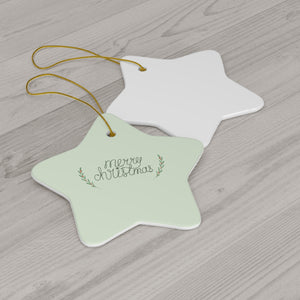 Full Bloom - Full Bloom - Ceramic Holiday Ornament - Merry Christmas - Star - Back View