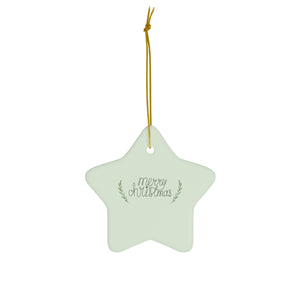 Full Bloom - Full Bloom - Ceramic Holiday Ornament - Merry Christmas - Star - Front View