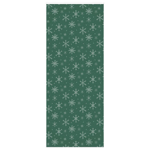 Full Bloom - Green Holiday Wrapping Paper - Snowflakes - 24x60