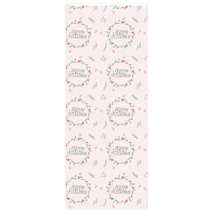 Full Bloom - Holiday Wrapping Paper - Merry Christmas Wreaths - 24x60