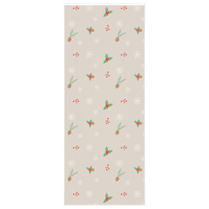 Full Bloom - Holiday Wrapping Paper - Pinecones & Snowflakes - 24x60