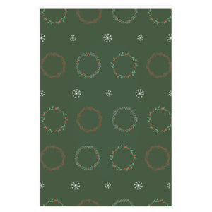 Full Bloom - Holiday Wrapping Paper - Wreaths - 24x36