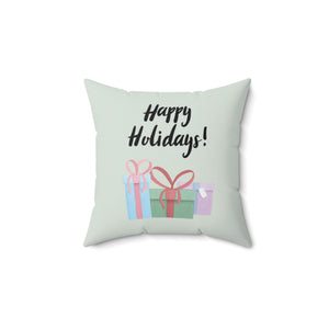 Polyester Square Holiday Pillowcase - Happy Holidays & Presents