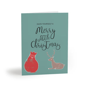 Teal Holiday Greeting Cards - Merry Little Christmas