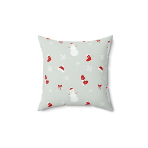 Polyester Square Holiday Pillowcase - Snowman & Snowflakes