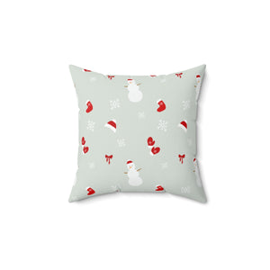 Polyester Square Holiday Pillowcase - Snowman & Snowflakes