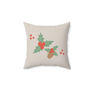 Polyester Square Holiday Pillowcase - Pinecone