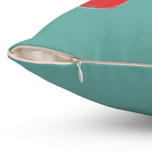Teal Polyester Square Holiday Pillowcase - Merry Little Christmas