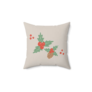 Polyester Square Holiday Pillowcase - Pinecone
