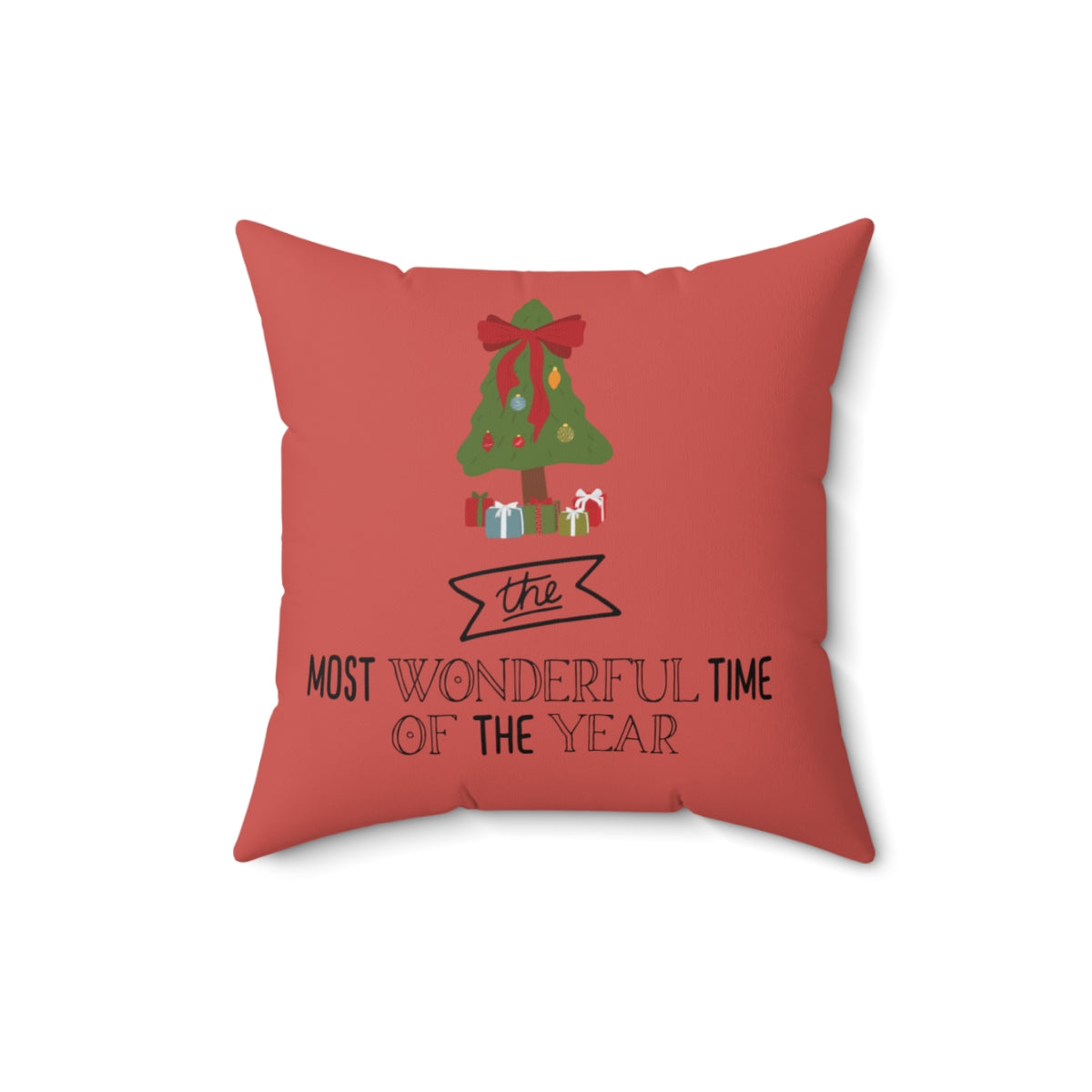 Polyester Square Holiday Pillowcase - Most Wonderful Time of the Year