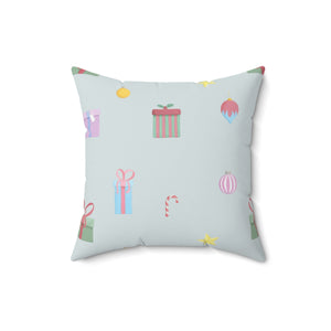 Polyester Square Holiday Pillowcase - Presents
