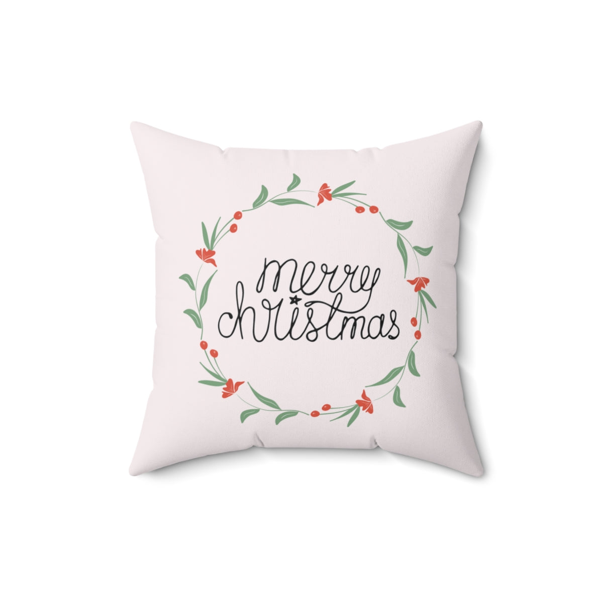 Polyester Square Holiday Pillowcase - Colorful Wreath