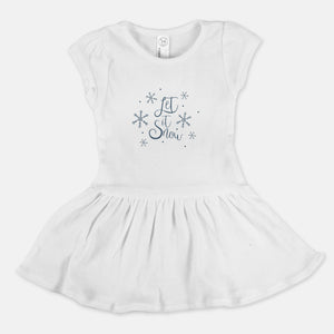 White Toddler Rib Dress - Let it Snow