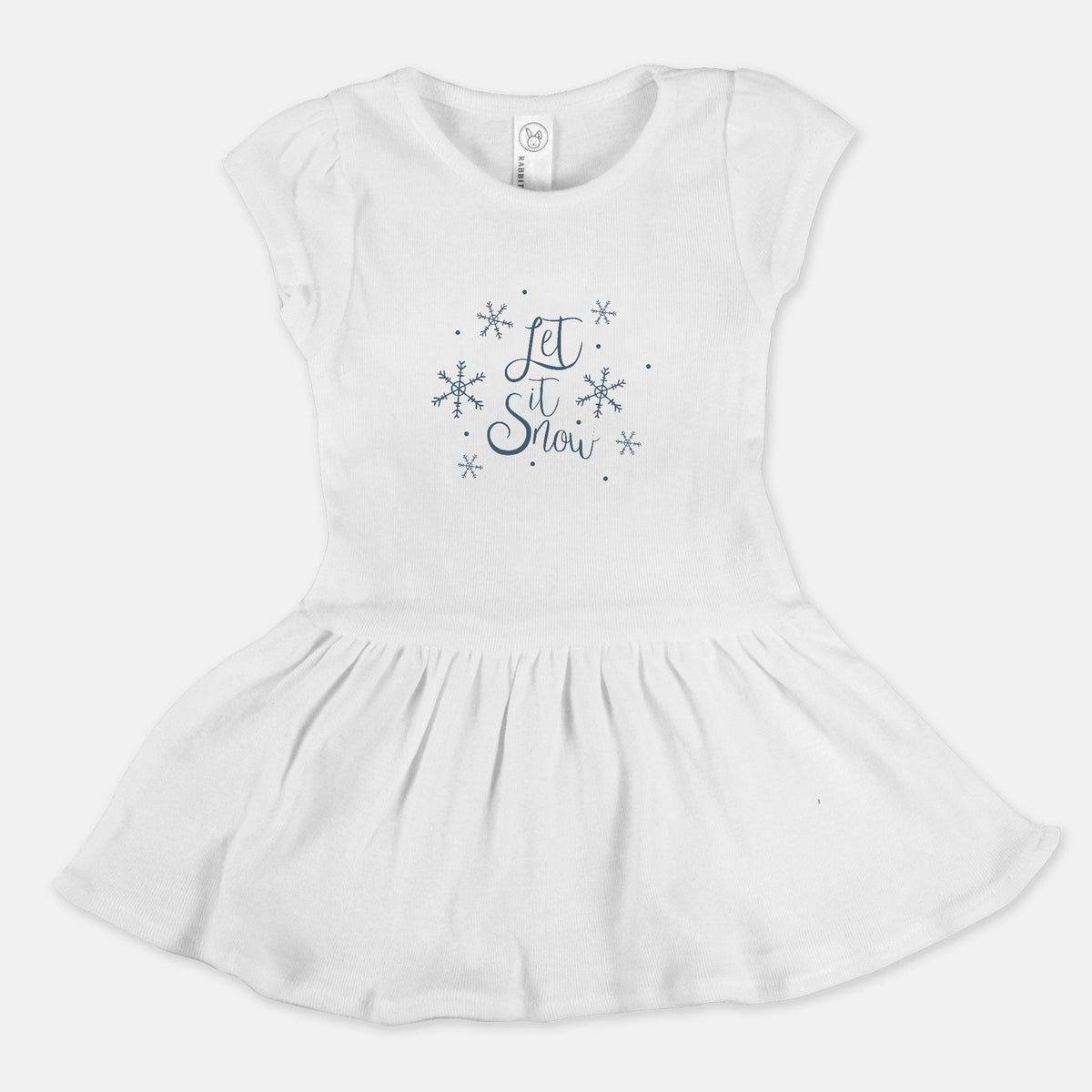 White Toddler Rib Dress - Let it Snow