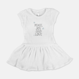 White Baby Rib Dress - Peace, Joy & Love