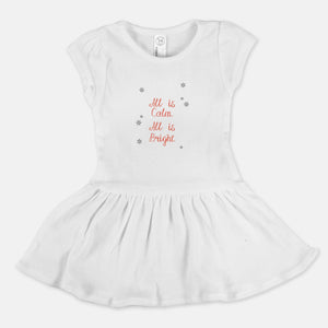 White Toddler Rib Dress - All is Calm, All is Bright
